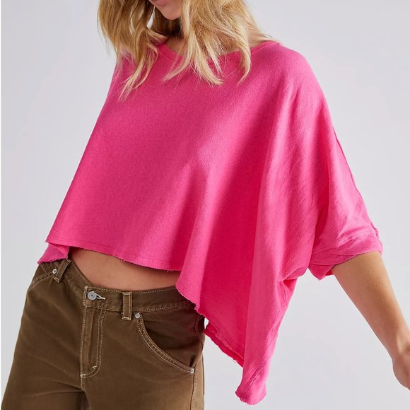 Free People Tops - FREE PEOPLE WE THE FREE DOLLED UP SHORT SLEEVE OVERSIZED CROP CC TEE
